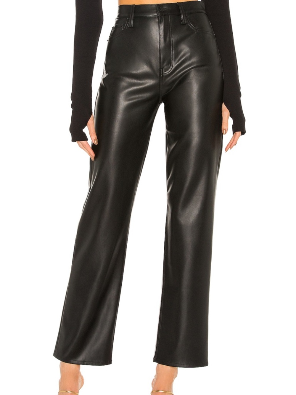 PISTOLA x Revolve Cassie Black Faux Leather Straight-Leg Pants